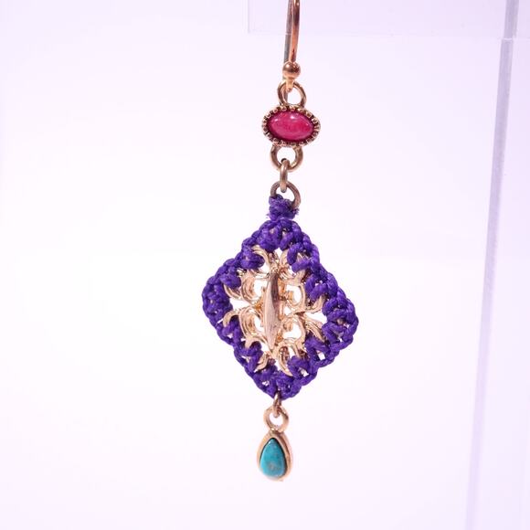 Neiman Marcus Majestic Cabochon Turq Lapis Woven Cabochon Earrings NWT 178 - Picture 10 of 13